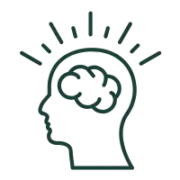 Green brain icon with tree design on top