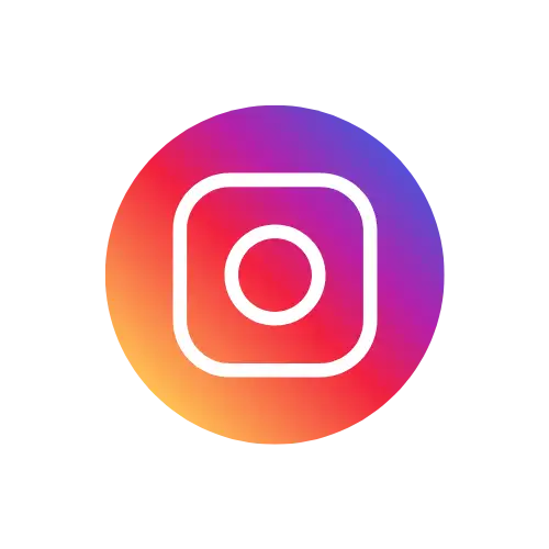Instagram logo with gradient colors and circular frame.